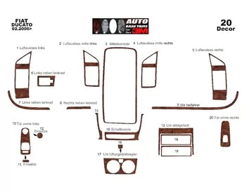 Fiat Ducato 02.2006 3D Interior Custom Dash Trim Kit 20-Parts