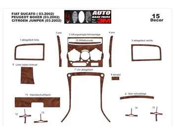 Fiat Ducato 03.02-01.06 3D Interior Custom Dash Trim Kit 15-Parts