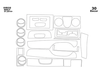Iveco Daily 2010-2014 3D Interior Custom Dash Trim Kit 30-Parts