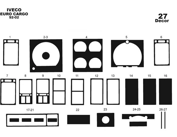 Car accessories Iveco Euro Cargo 01.92-01.02 3D Interior Dashboard Trim Kit Dash Trim Dekor 27-Parts