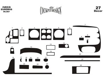 Iveco Eurobus Full Set 06.2006 3D Interior Custom Dash Trim Kit 27-Parts