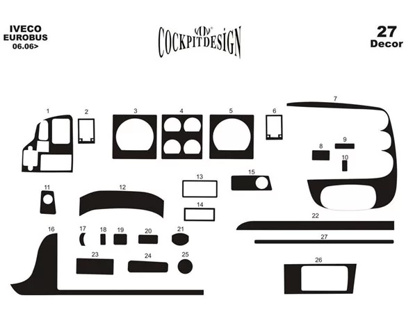 Iveco Eurobus Full Set 06.2006 3D Interior Custom Dash Trim Kit 27-Parts