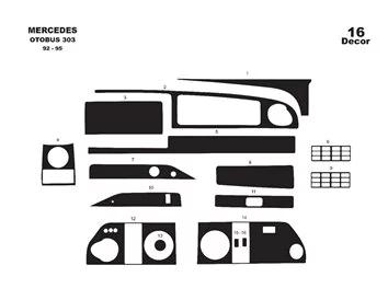 Car accessories Mercedes 0 303 01.92-01.95 3D Interior Dashboard Trim Kit Dash Trim Dekor 14-Parts