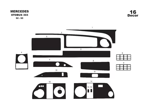 Car accessories Mercedes 0 303 01.92-01.95 3D Interior Dashboard Trim Kit Dash Trim Dekor 14-Parts