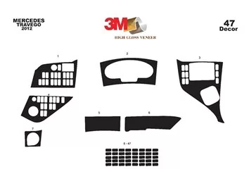 Mercedes Travego 01.2011 3D Interior Custom Dash Trim Kit 47-Parts