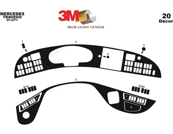 Mercedes Travego 02.05-12.10 3D Interior Custom Dash Trim Kit 44-Parts