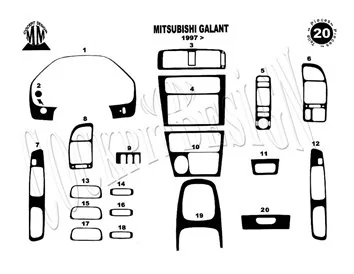 Mitsubishi Galant VIII 01.1997 3D Interior Custom Dash Trim Kit 20-Parts