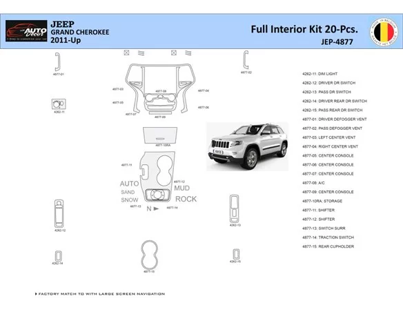 Car accessories Jeep Grand Cherokee 2011-2020 Interior WHZ Dashboard trim kit 20 Parts
