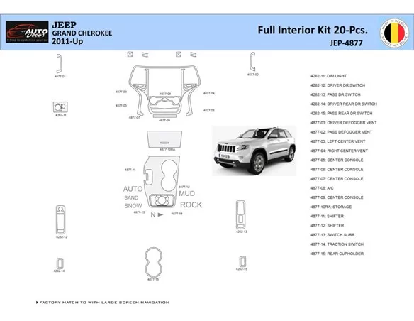 Jeep Grand Cherokee 2011-2020 Interieur WHZ Dashboard trim kit 20 delig - 1