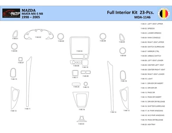 Car accessories Mazda MX5 2000 Interior WHZ Dashboard trim kit 23 Parts