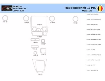 Car accessories Mazda MX5 2000 Interior WHZ Dashboard trim kit 12 Parts