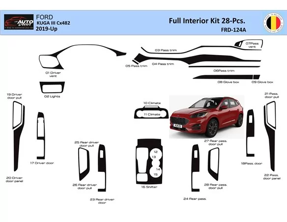 Car accessories Ford Kuga III 2019-Up Interior WHZ Dashboard trim kit 28 Parts