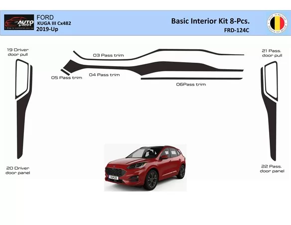 Ford Kuga III 2019-Up Interior WHZ Dashboard trim kit 8-Parts