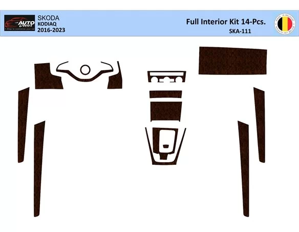 Car accessories Skoda Kodiaq 2018 3D Interior Dashboard Trim Kit Dash Trim Dekor 14-Parts