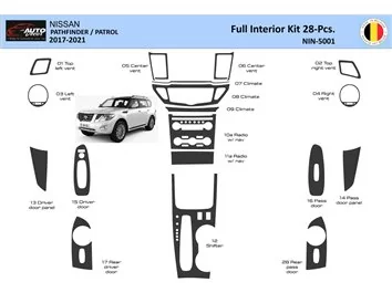 Car accessories Nissan Pathfinder Patrol 2017-2021 Interior WHZ Dashboard trim kit 28 Parts