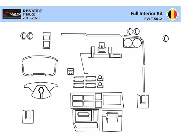 Renault Trucks T 2013-2023 3D Interior Custom Dash Trim Kit 27-Parts
