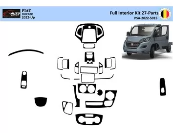 Car accessories Fiat Ducato 2022 3D Interior Dashboard Trim Kit Dash Trim Dekor 27-Parts