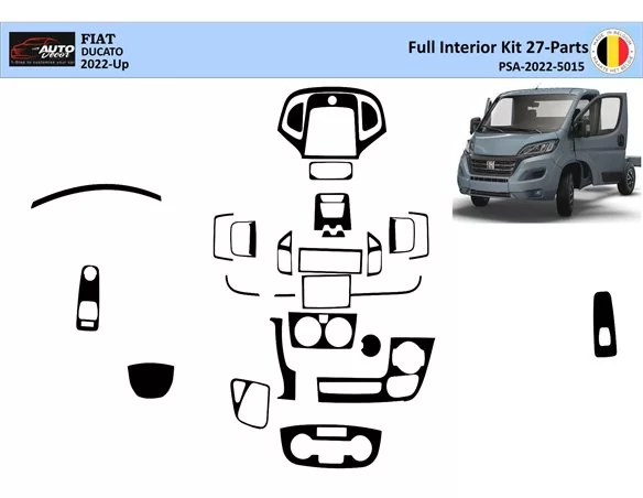 Car accessories Fiat Ducato 2022 3D Interior Dashboard Trim Kit Dash Trim Dekor 27-Parts