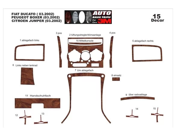 Citroen Jumper 03.02-01.06 3D Interior Custom Dash Trim Kit 15-Parts
