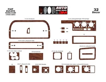 Citroen Jumper 09.94-02.02 3D Interior Custom Dash Trim Kit 32-Parts