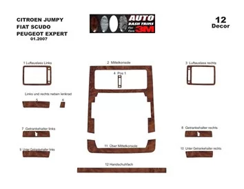 Citroen Jumpy 01.2007 3D Interior Custom Dash Trim Kit 12-Parts