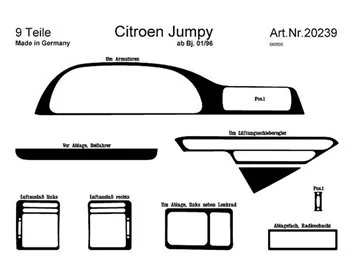 Citroen Jumpy 01.96-12.06 Inleg dashboard Interieurset aansluitend en pasgemaakt op he 9 -Teile