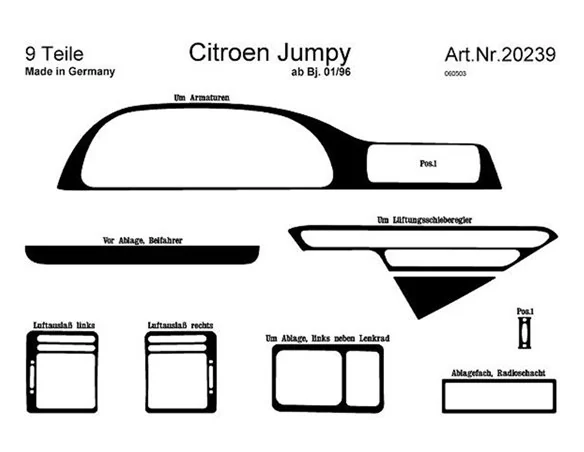 Citroen Jumpy 01.96-12.06 3D Interior Custom Dash Trim Kit 9-Parts